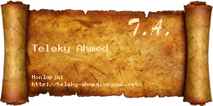 Teleky Ahmed névjegykártya